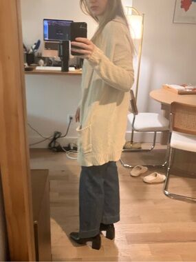 BDG Cream Open-Front Pocket Cardigan